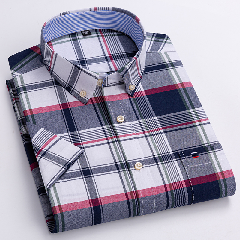 Oxford Cotton Casual Shirt Business - Camisa Oxford de manga corta para