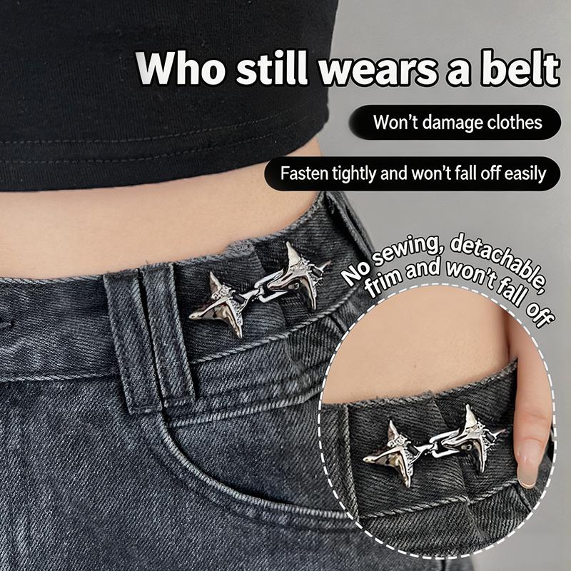 Jeans - 【IIOO】Hebilla de ajuste de cintura con