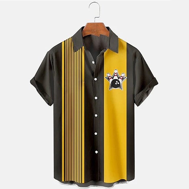 Short Sleeve Bowling Shirt Retro - Camisa de Manga Corta con Estampado