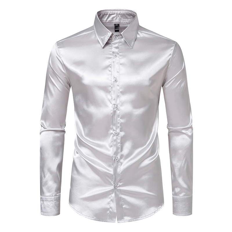 Camisas de vestir de lujo de s - Mens Satin Silk Dress Shirt reseña y precio