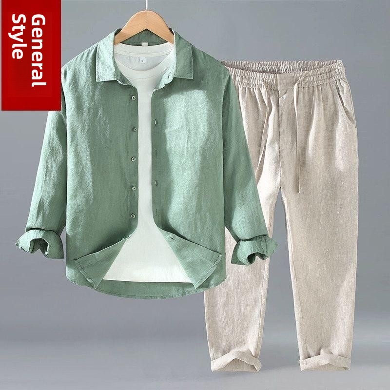 Conjunto de Camisa y Pantalone - Mens Linen Shirt Long Sleeve reseña y precio
