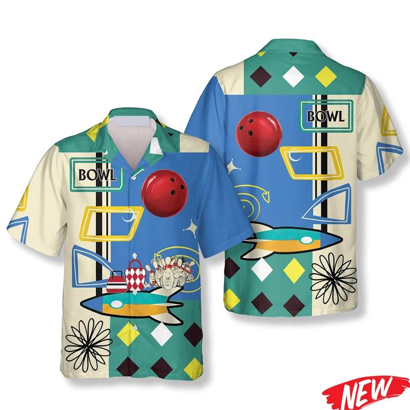 Camisa hawaiana clásica con es - Short Sleeve Bowling Shirt Retro reseña y precio