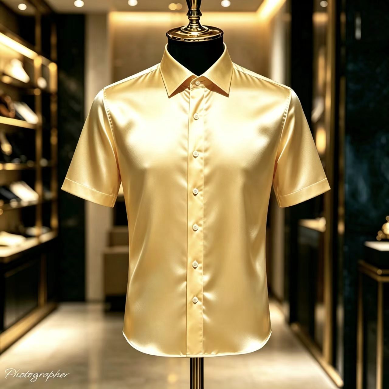 Camisa de Vestir de Manga Cort - Mens Satin Silk Dress Shirt reseña y precio