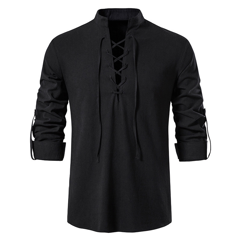 Camisa medieval de algodón y l - Mens Linen Shirt Long Sleeve reseña y precio