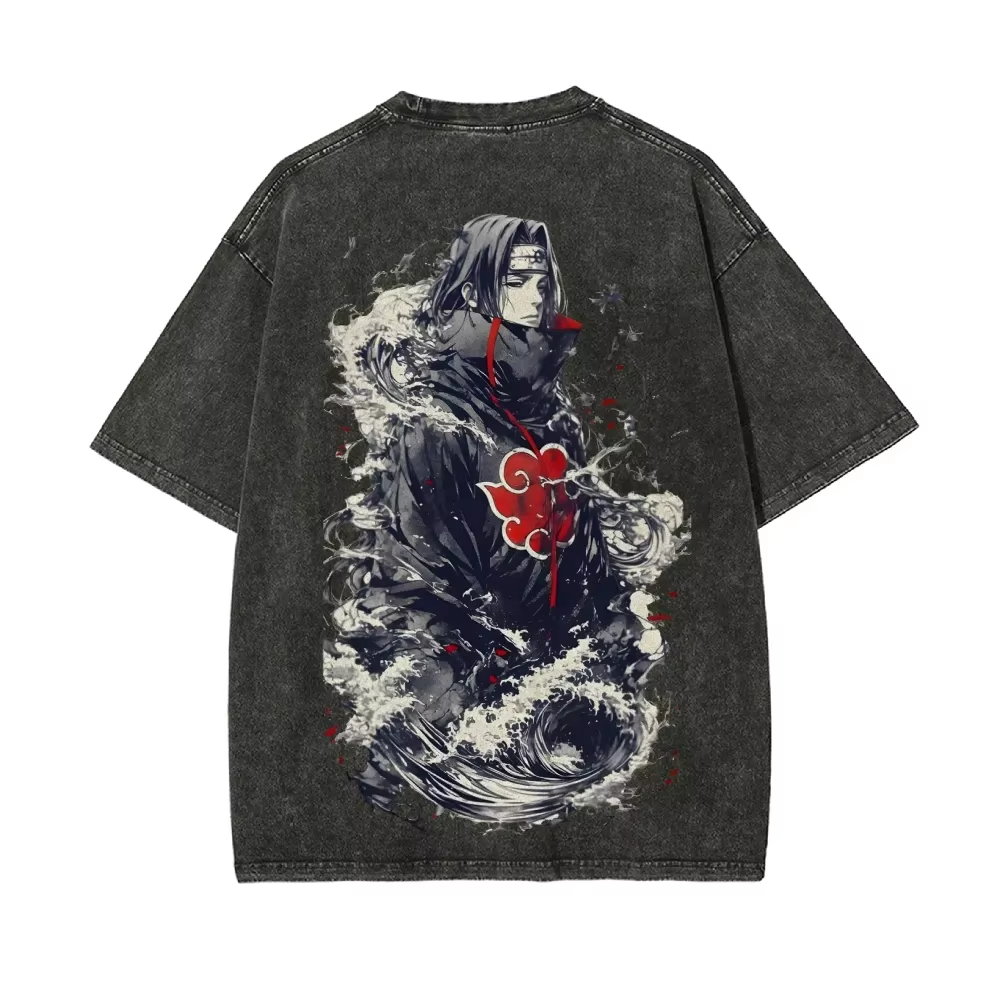 Camiseta Naruto Itachi Uchiha  - Acid Wash Vintage Graphic T Shirt reseña y precio