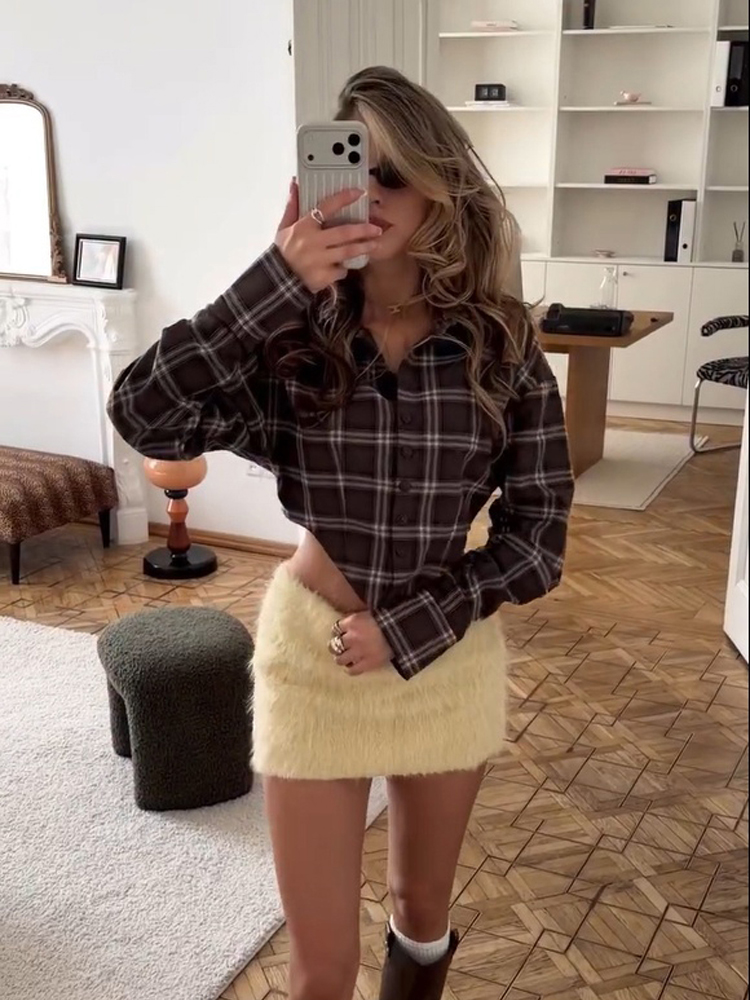 Blusa a cuadros para mujer, cu - Mens Linen Shirt Long Sleeve reseña y precio