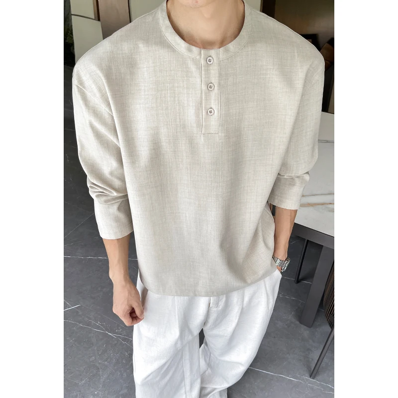 Camisa Henley Casual de Lino S - Mens Linen Shirt Long Sleeve reseña y precio