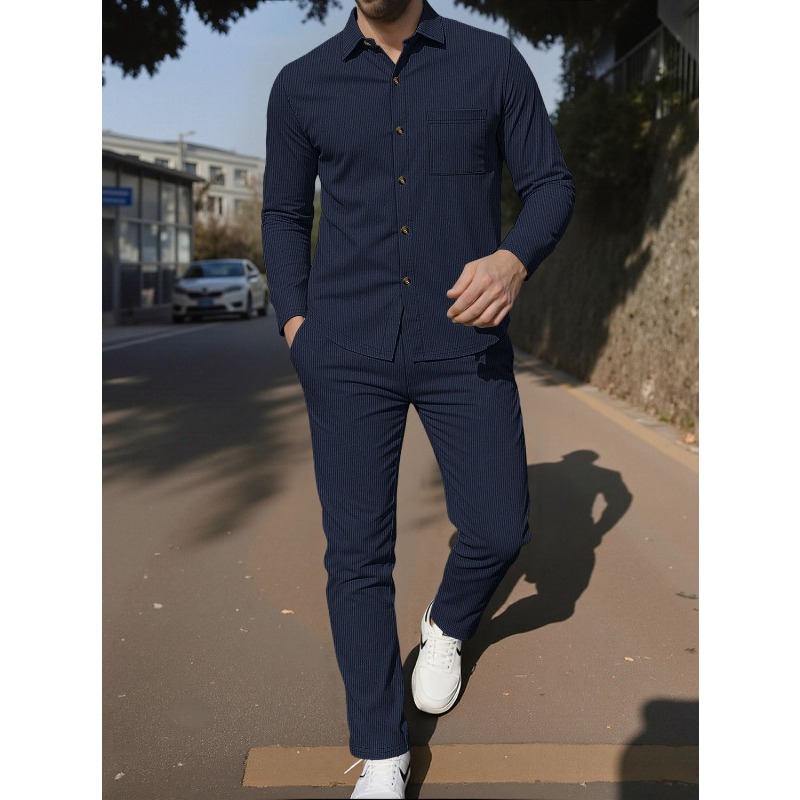 Conjunto de dos piezas para ho - Corduroy Button Up Shirt Men reseña y precio