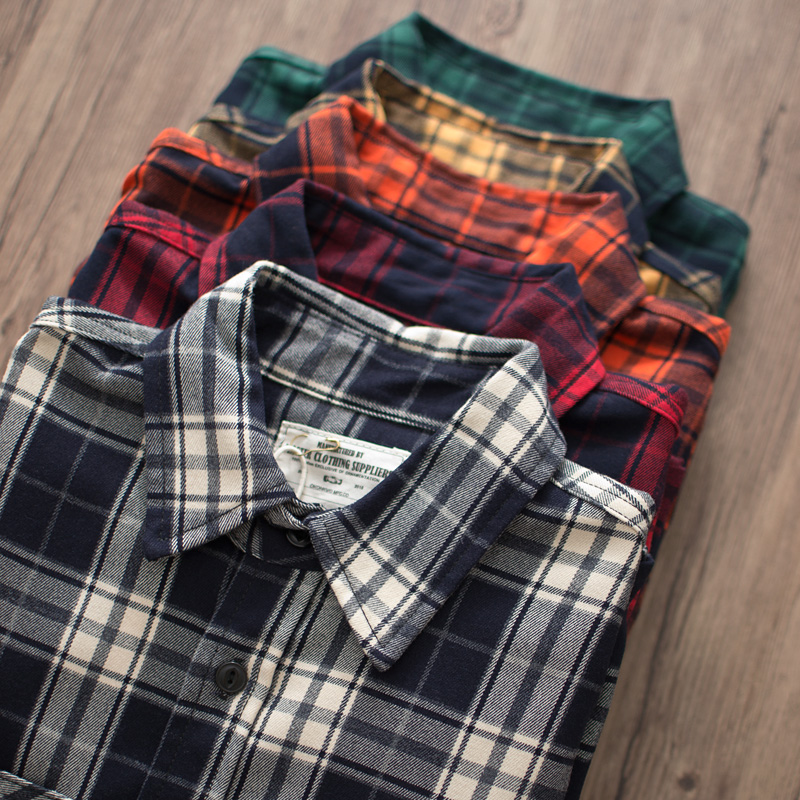 Otoño nuevo americano Retro 30 - Flannel Plaid Shirt Heavy Weight reseña y precio