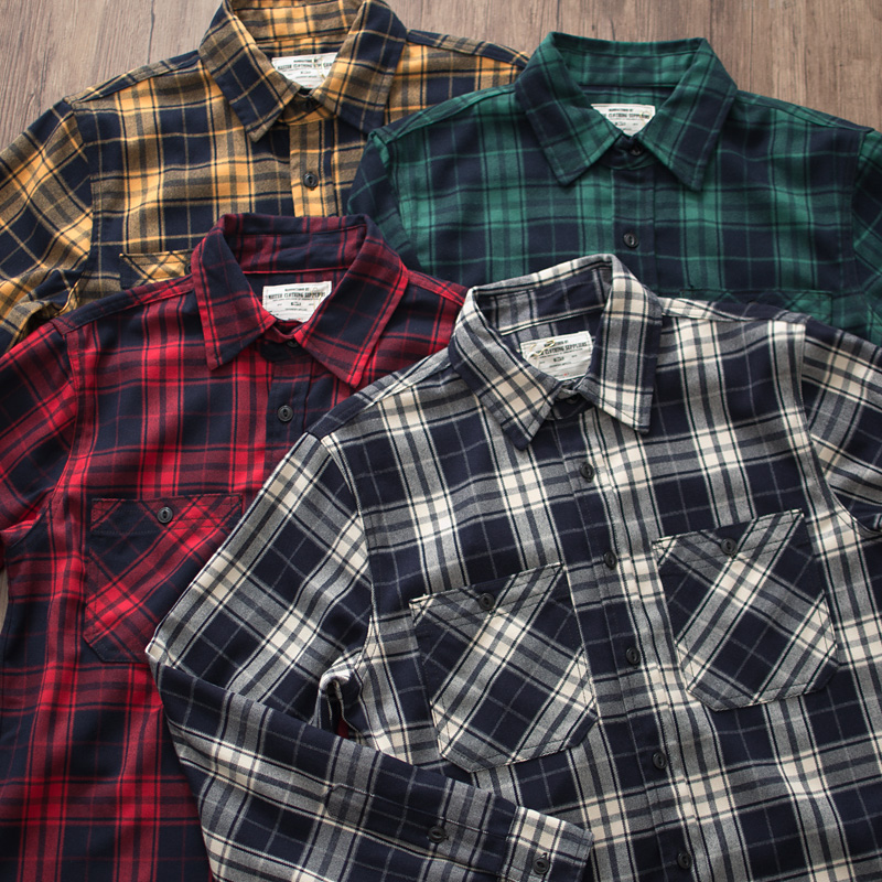 Otoño nuevo americano Retro 30 - Flannel Plaid Shirt Heavy Weight reseña y precio