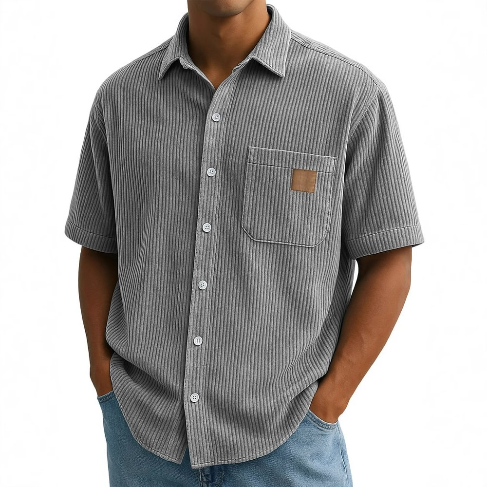 Camisa de manga corta de pana  - Corduroy Button Up Shirt Men reseña y precio